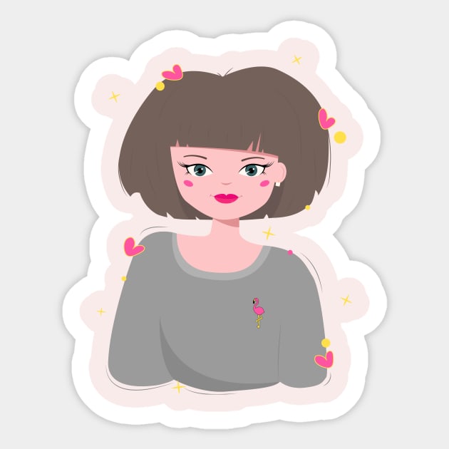 Cute girl with hearts Sticker by Vikki Savchenko